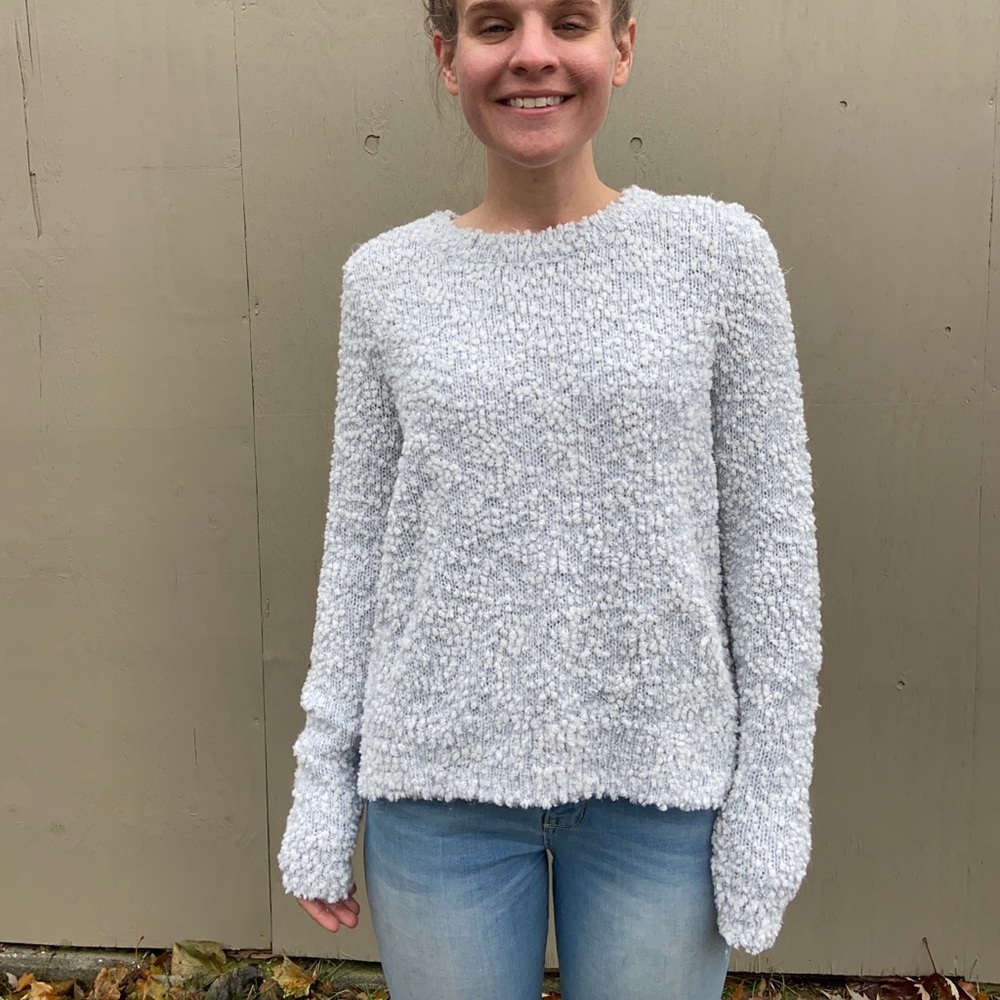 Baby Blue Fluffy Hollister Sweater Metallic